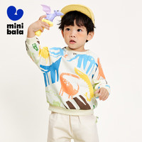 迷你巴拉巴拉 minibala迷你巴拉巴拉男童女童卫衣2024春宝宝时尚萌趣儿童套头上衣 白蓝色调00318