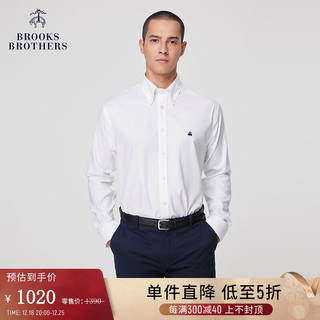 布克兄弟（BrooksBrothers）男士牛津纺扣结领休闲长袖衬衫 1001-白色【拍小一码】 M