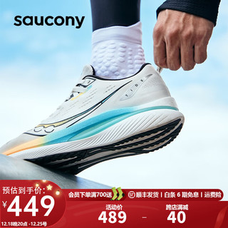 saucony 索康尼 浪潮男女轻量缓震跑步鞋情侣跑鞋训练运动鞋TIDE白黑黄45