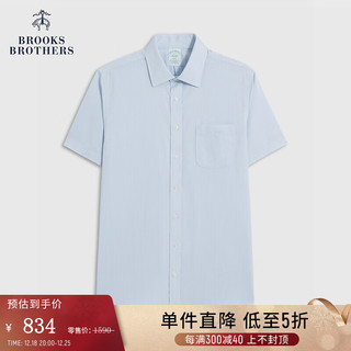 布克兄弟（BrooksBrothers）男士宽距领免烫修身短袖正装衬衫 B485-蓝色 15