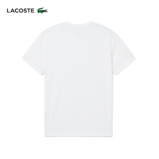 LACOSTE法国鳄鱼男装休闲简约纯色圆领纯棉短袖T恤TH5966 001/白色 3/170