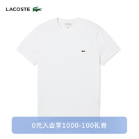 LACOSTE法国鳄鱼男装休闲简约纯色圆领纯棉短袖T恤TH5966 001/白色 3/170