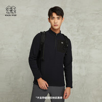 KOLON SPORT/可隆长袖 男子户外休闲透湿运动徒步登山半拉链T恤内搭 LHZT3WN237-BK 黑色 175/L