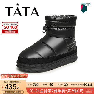 他她（TATA）2023冬商场同款百搭时尚简约厚底雪地靴女WG401DD3 黑色 36