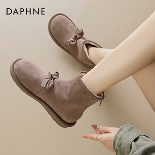 达芙妮（DAPHNE）冬季雪地靴女款2023短筒靴子加绒保暖外穿防寒时尚棉鞋女 香芋色 38