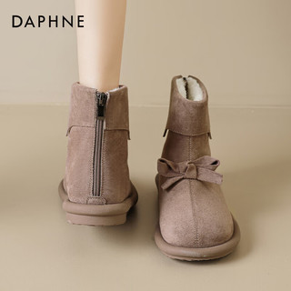 达芙妮（DAPHNE）冬季雪地靴女款2023短筒靴子加绒保暖外穿防寒时尚棉鞋女 香芋色 38