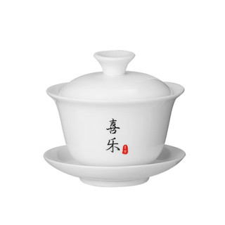 bamatea 八马茶业 茶具 喜乐陶瓷茶具套组 盖碗+茶杯 一碗二杯