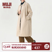 无印良品（無印良品 MUJI）女式 木棉混 灯芯绒大衣 中长款翻领外套女款秋冬季款  BDE91C3A 米白色 S(155/80A)