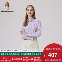 Hush Puppies暇步士女装2024春亚麻混纺美式复古休闲长袖衬衫 117淡紫 XL