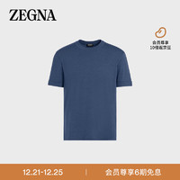 杰尼亚（Zegna）经典款工装蓝 12milmil12 羊毛短袖 T 恤E7399-A790-B06-44