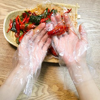 【100只装】一次性手套食品塑料薄膜透明餐饮厨房龙虾美发家用