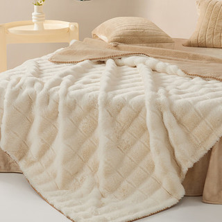 博洋（BEYOND）毛毯冬天加厚法兰绒毯子珊瑚绒毯冬季办公室空调毯午睡绒毯薄盖毯 双层绒毯—维亚（白） 150*200