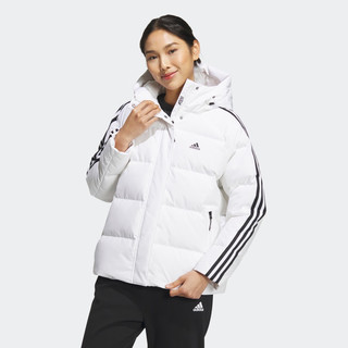 adidas阿迪达斯轻运动女装冬季600蓬宽松户外保暖连帽鸭绒羽绒服 白/黑色-银/白 A2XL