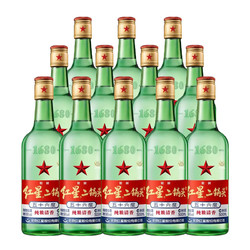 红星 北京红星二锅头大二56度绿瓶500ml*12整箱装清香型白酒高度口粮酒
