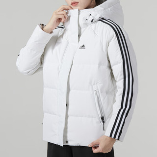 阿迪达斯 （adidas）（adidas）羽绒服女 运动服经典三条纹短款连帽保暖 IT8721 XS