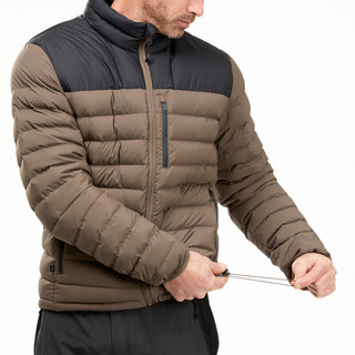 迪卡侬羽绒服男户外新短款冬季保暖运动修身外套女棕色M-4985427