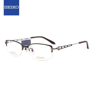 精工(SEIKO)眼镜框女款半框钛材商务休闲近视光学镜架HC2013 152 53mm暗红色