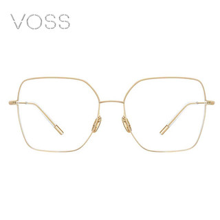 VOSS眼镜方形大框拼色超轻无螺丝钛架男女眼镜框V5508 C01浅金