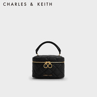 CHARLES & KEITH CHARLES&KEITH;复古拼色菱格链条斜挎小包盒子包女CK2-80781893-2 Black黑色 S