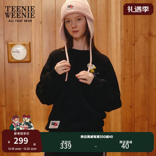 Teenie Weenie小熊20加绒圆领卫衣保暖上衣女时尚 黑色 155/XS