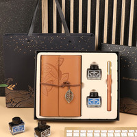 JUEQI 觉奇 笔记本子记事本PU皮面工作商务定制logo简约文艺精致高档活页日记本文具礼盒手帐复古手账本套装教师节礼物