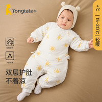 Tongtai 童泰 秋冬婴儿衣服新生儿夹棉连体衣0-6个月宝宝哈衣 黄色 59码(1-3个月)