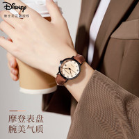 Disney 迪士尼 手表女款简约气质ins风带日历防水小棕表中女士手表MK-11633K