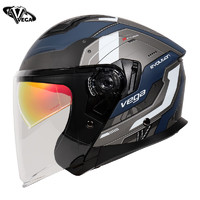 VEGA B-31 进化论雾蓝M-3XL 3C双镜片摩托车头盔夏季男女四季通用半盔