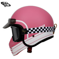 VEGA B33F 粉白 L码 3C美国复古机车摩托车头盔冬季保暖四季通用全盔