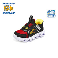 斯凯奇（Skechers）小童闪穿鞋红色新年休闲闪灯鞋男宝宝一脚蹬运动鞋403830N 黑色/红色/BKRD 23码