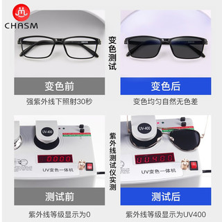 CHASM 感光变色近视眼镜 黑框 配1.60膜层变色镜片(可配0-800度)