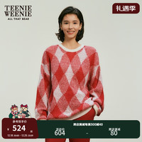 Teenie Weenie小熊2024年早春马海毛混纺毛衣慵懒风软毛针织衫 红色 155/XS