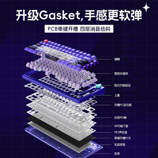 MACHENIKE 机械师 K600T 82键 2.4G蓝牙 多模无线机械键盘 白泽紫 竹青轴 RGB