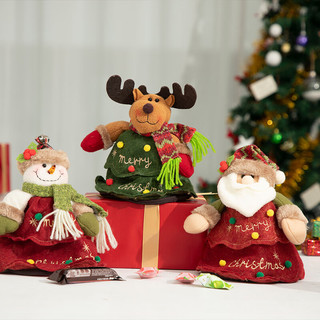 千棵树 圣诞节装饰品儿童苹果袋袋糖果袋平安夜平安果包装礼盒 圣诞苹果袋-A麋鹿 大