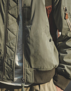 MADEN 马登 工装 美式复古MA-1飞行夹克加厚保暖棉服阿美咔叽棒球服外套男 浅绿色 L