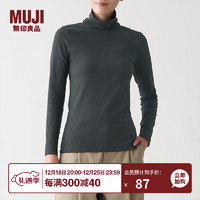 无印良品 MUJI 女式 弹力罗纹织 高领长袖T恤 BBM01A1A 炭灰色 L