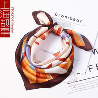 上海故事丝巾小方巾女真丝桑蚕丝防晒印花百搭时尚夏天遮脖子 双鹿秋色