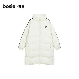 bosie【小王子】冬季羽绒服男撞色织带长款羽绒服 米色 165/84A