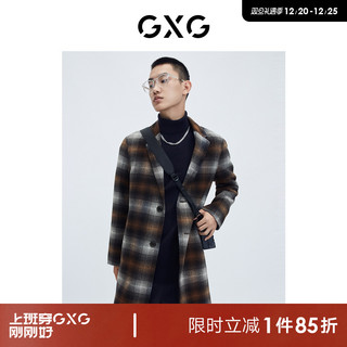 GXG 男装商场同款长款大衣冬季新品千鸟格系列 黑咖格 165/S