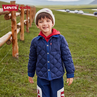 Levi's 李维斯 儿童装男童羽绒服冬季新款保暖内胆连帽外套上衣 深靛蓝 150/72(M)