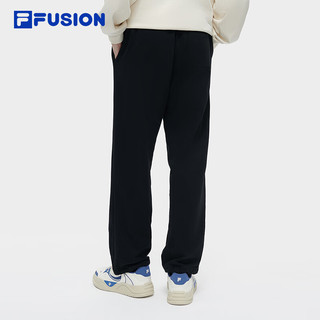 FILA FUSION斐乐潮牌针织长裤男2024春季时尚纯棉宽松运动裤 正黑色-BK 185/92A/XXL