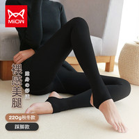 移动端、京东百亿补贴：猫人 女士光腿秋冬加绒加厚打底裤袜220g黑色踩脚 均码