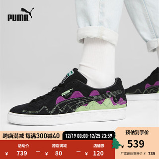 彪马（PUMA） 男女同款复古休闲板鞋 SUEDE SOUNDWAVE 393257 黑色-浅绿色-01 43