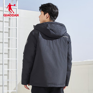 QIAODAN 乔丹 羽绒服男外套冬季保暖石墨烯防风抗寒连帽休闲运动服 黑色 190/3XL