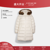 COACH 蔻驰 奥莱女士女装皮毛一体长款修身夹克 奶油色 XS