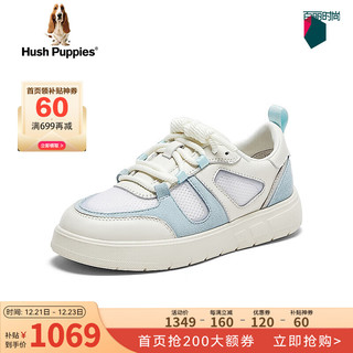 暇步士（Hush Puppies）板鞋女士休闲网面透气软底小白鞋N4G01AM4 蓝色 35