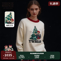 Teenie Weenie小熊秋冬保暖柔软圆领针织衫套头毛衣提花时尚女 象牙白 155/XS