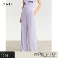 AMII2024秋新款通勤飒美宽松超高腰拖地裤阔腿裤长裤女紫色裤子 紫色 165/72A/L