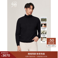 ERDOS 鄂尔多斯 1980头道绒 抗静电 纯羊绒高领虚提男针织衫 黑 175/96A/L