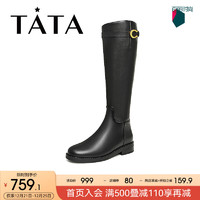 他她（TATA）2023冬百搭时装靴女新7TG80DG3 黑色 38